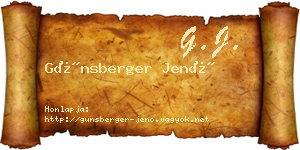 Günsberger Jenő névjegykártya