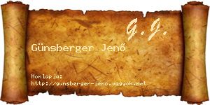 Günsberger Jenő névjegykártya